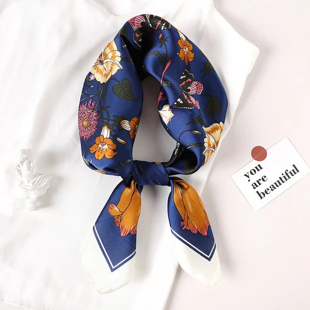 Luxury Brand Silk Scarf Square Women Shawls And Wraps Office Small Hair Neck Hijabs Kerchief Foulard Ladies Scarves
