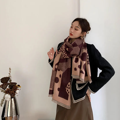Luxury brand Winter Scarf Women Soft Cashmere Warm Pashmina Casual Dot Print Scarves Wrap Thick Long