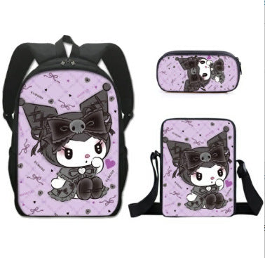 Cartoon Print Kids School Backpack with Pencil Case - Custom Bookbag for Girls