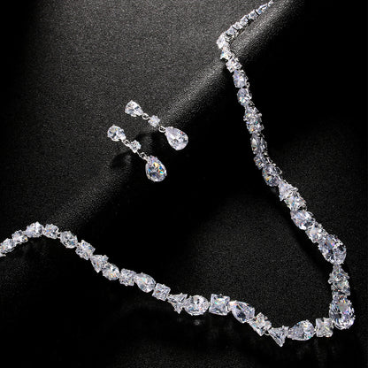 Simple necklace earring set bride's wedding jewelry set fashionable and versatile accessories