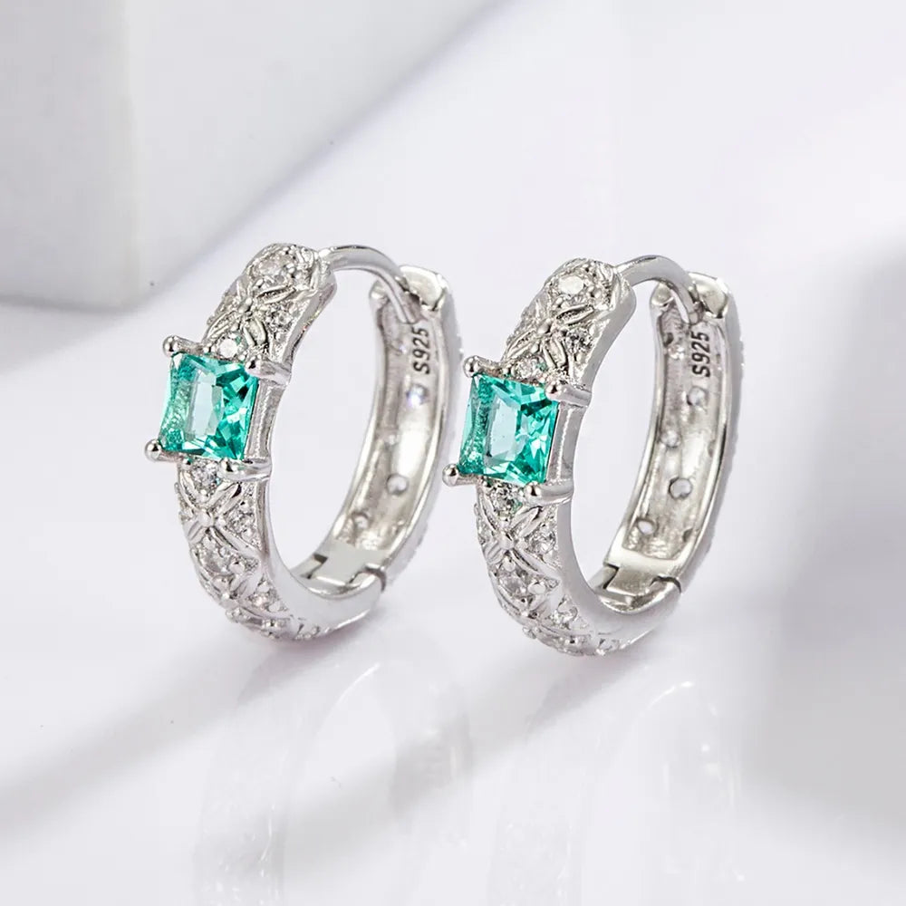 925 Sterling Silver Platinum-Plated Hoop Earrings - Everyday Elegance