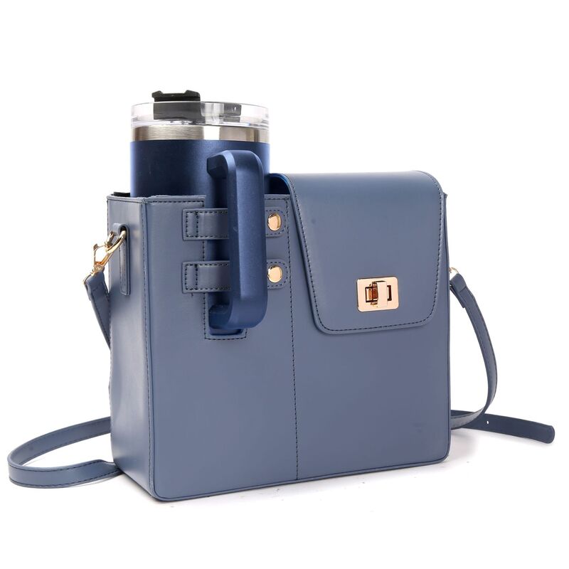 Crossbody Water Bottle Bag with Cup Holder - Fits Stanley & Most Bottles