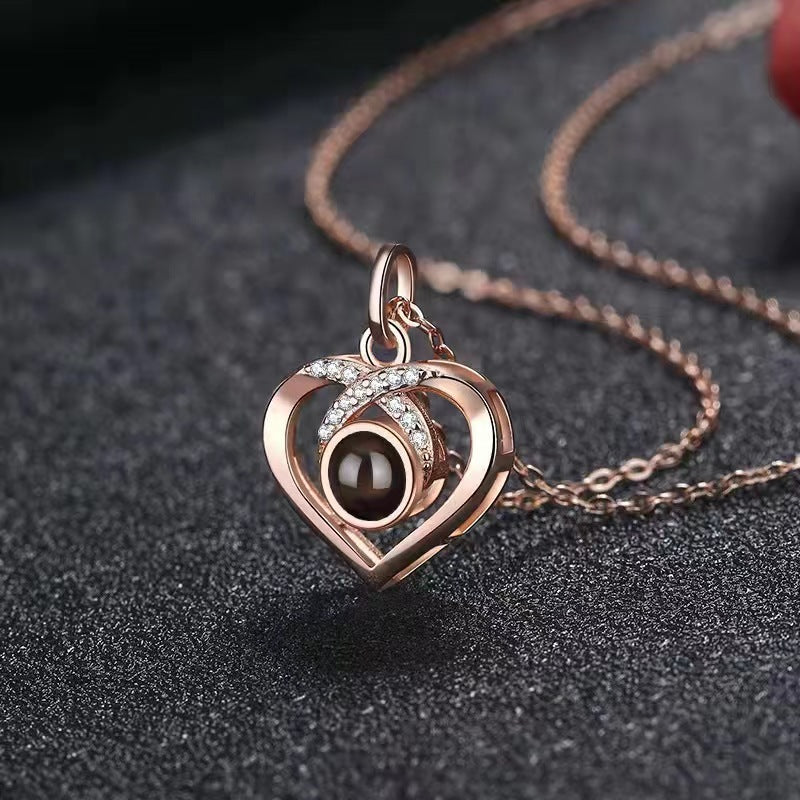 Personalized Photo Projection Necklace Custom Projection Photos Necklace Jewelry Heart Love Memorial Anniversary Gift For Women