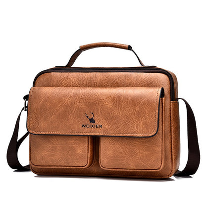 Men's Business Satchel Messenger Bag - PU Leather Crossbody