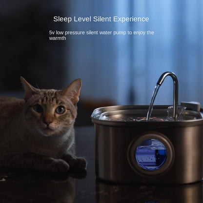 Stainless Steel Smart Pet Water Dispenser with Automatic Circulation and Filtration, Large Capacity Feeder for Cats and Dogs