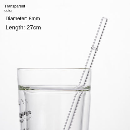 Eco-Friendly High Borosilicate Glass Straw Durable Heat-Resistant Starbucks Kids Straw 27cm Customized