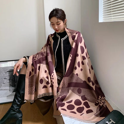 Luxury brand Winter Scarf Women Soft Cashmere Warm Pashmina Casual Dot Print Scarves Wrap Thick Long
