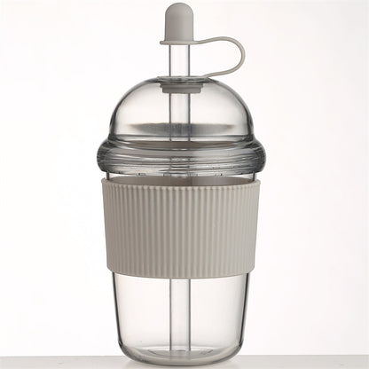 630ML straw cup (with lid/straw) – coffee, milk, tea, water, juice; Ins-style, office-friendly