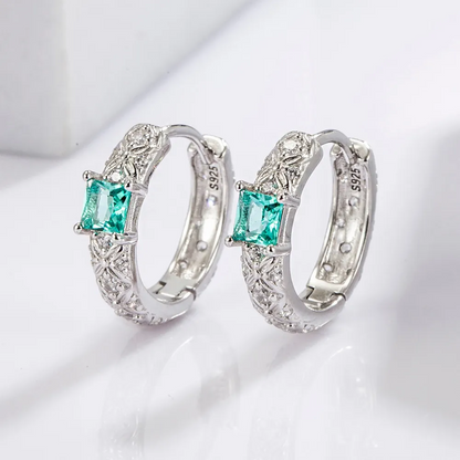 925 Sterling Silver Platinum-Plated Hoop Earrings - Everyday Elegance