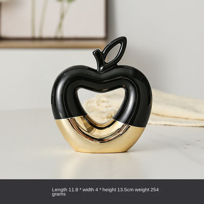 Gilded Apple & Pear Ceramic Decor - Modern Minimalist Home Accent