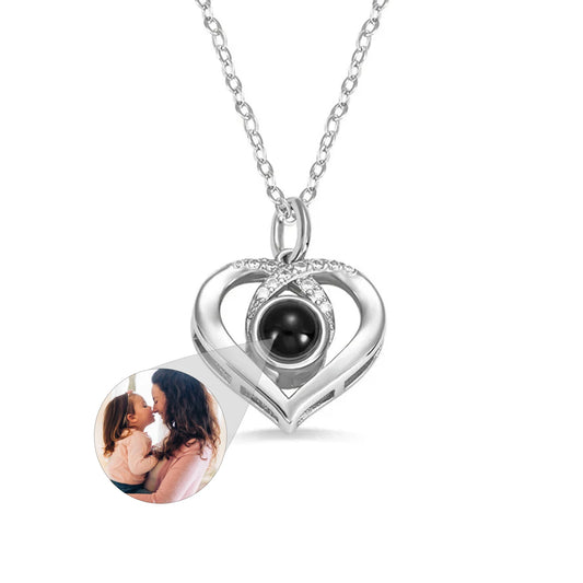Personalized Photo Projection Necklace Custom Projection Photos Necklace Jewelry Heart Love Memorial Anniversary Gift For Women