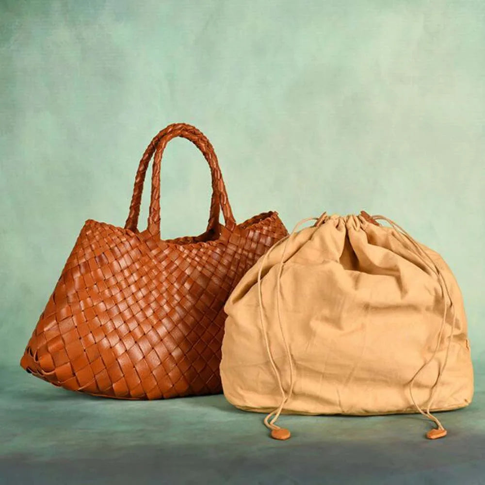 New Genune Leather Weave Hand Bags Tote Top Quality Women Basket Shopping Bags Handle Beach Hobos Handbag