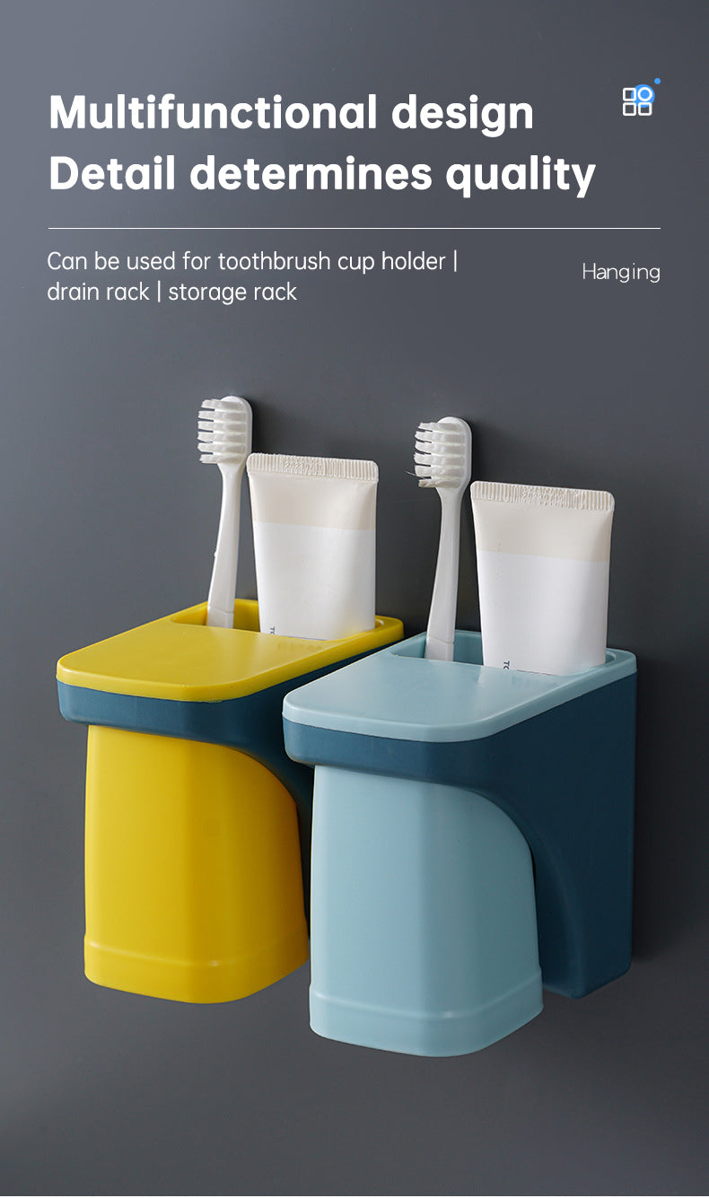 Wall Mount Magnetic Toothbrush Cup Holder Anti-dust Draining Mug Gargle Cup Toothpaste Storage Rack Family Set Bathroom Products
