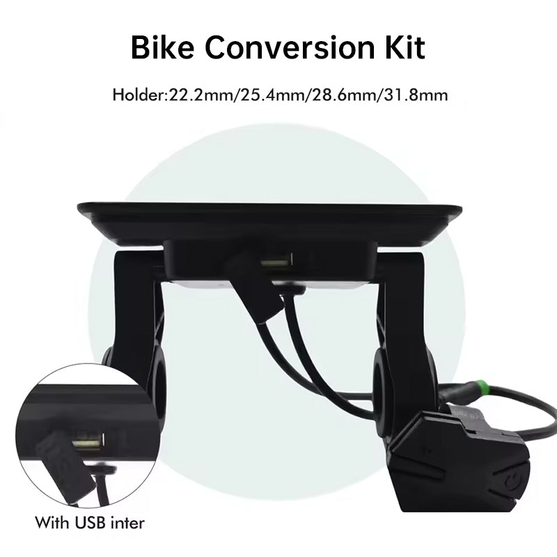 Waterproof color LCD meter H6C for e-bikes, SM/weatherproof connector, smart e-bike screen with USB.
