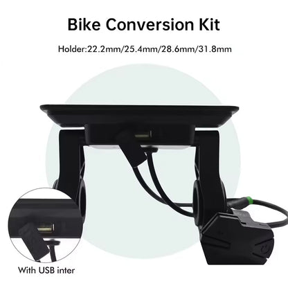 Waterproof color LCD meter H6C for e-bikes, SM/weatherproof connector, smart e-bike screen with USB.