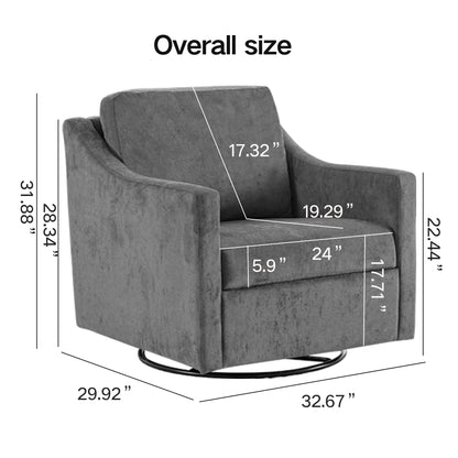 Large swivel chair, soft cushion armchair, modern chair, skin friendly gradient linen fabric, comfortable sitting gray