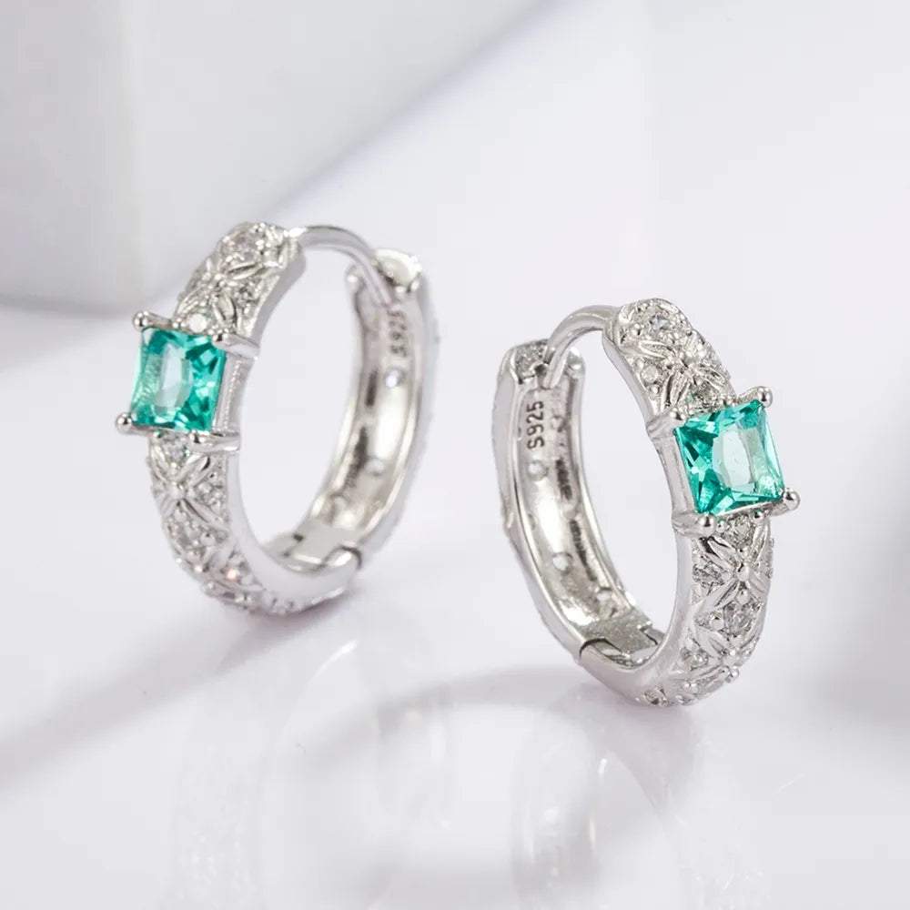 925 Sterling Silver Platinum-Plated Hoop Earrings - Everyday Elegance