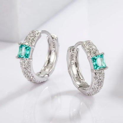 925 Sterling Silver Platinum-Plated Hoop Earrings - Everyday Elegance
