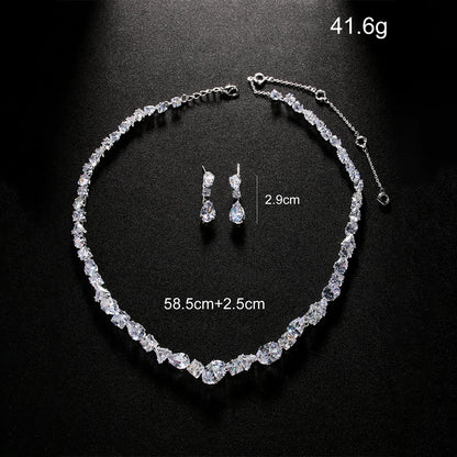 Simple necklace earring set bride's wedding jewelry set fashionable and versatile accessories