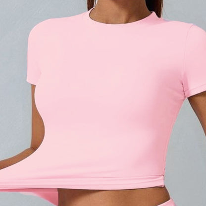 Dry Yoga Suit Short Sleeve Fitness Top Outdoor Running Sports T-Shirt Women