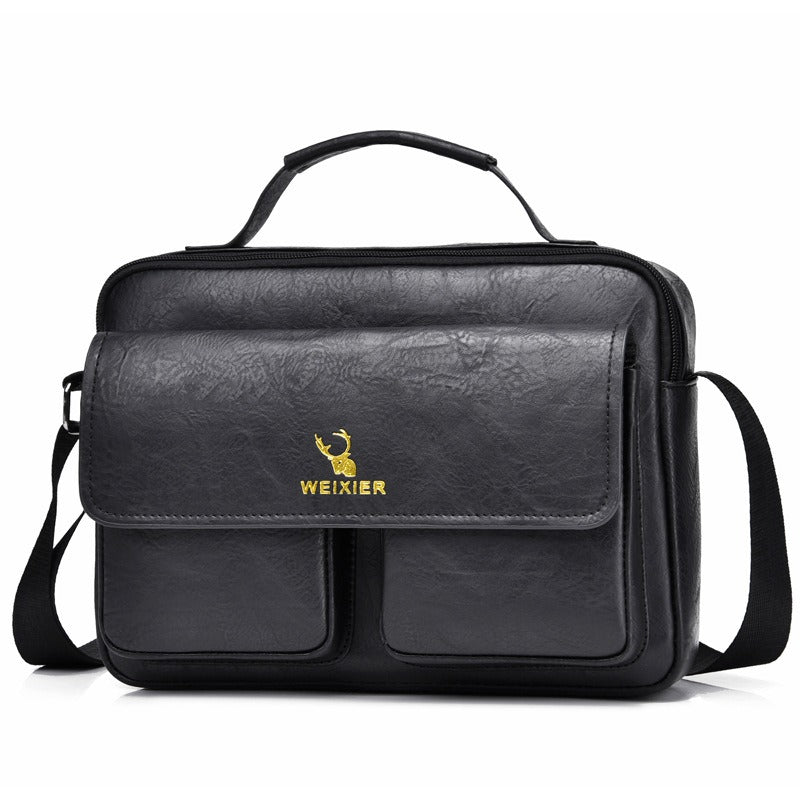 Men's Business Satchel Messenger Bag - PU Leather Crossbody