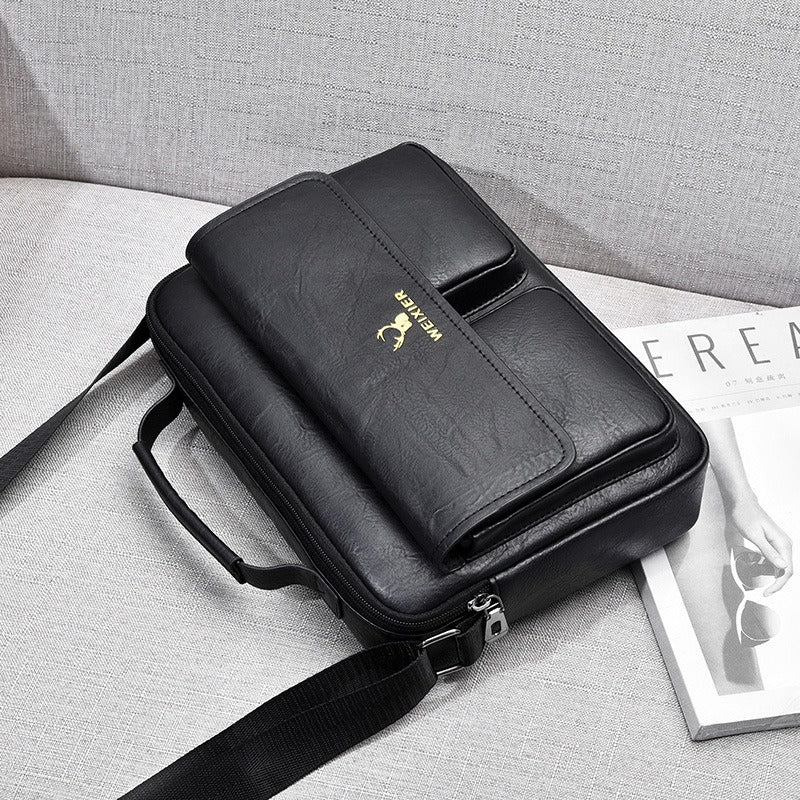 Men's Business Satchel Messenger Bag - PU Leather Crossbody