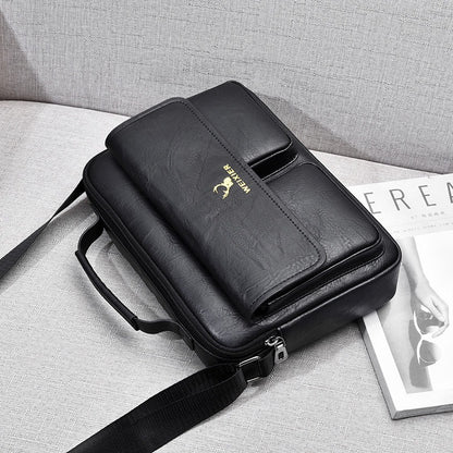 Men's Business Satchel Messenger Bag - PU Leather Crossbody