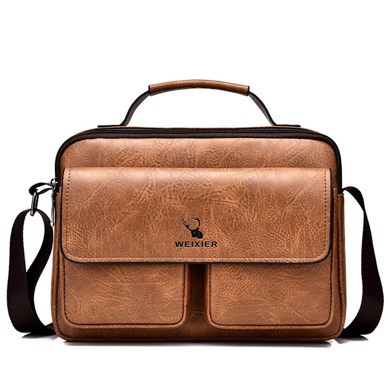 Men's Business Satchel Messenger Bag - PU Leather Crossbody