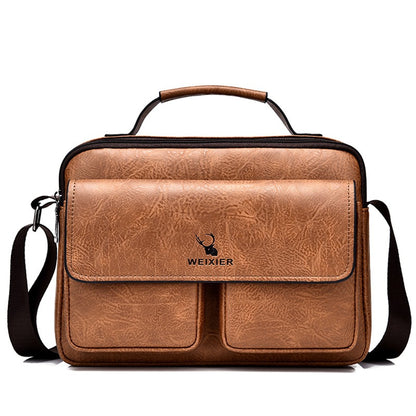 Men's Business Satchel Messenger Bag - PU Leather Crossbody