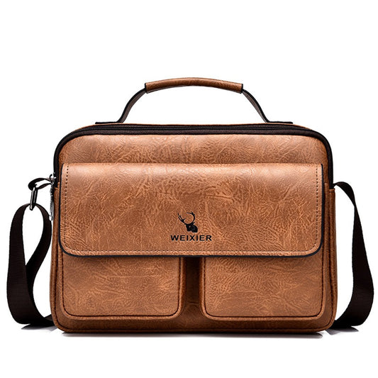 Men's Business Satchel Messenger Bag - PU Leather Crossbody