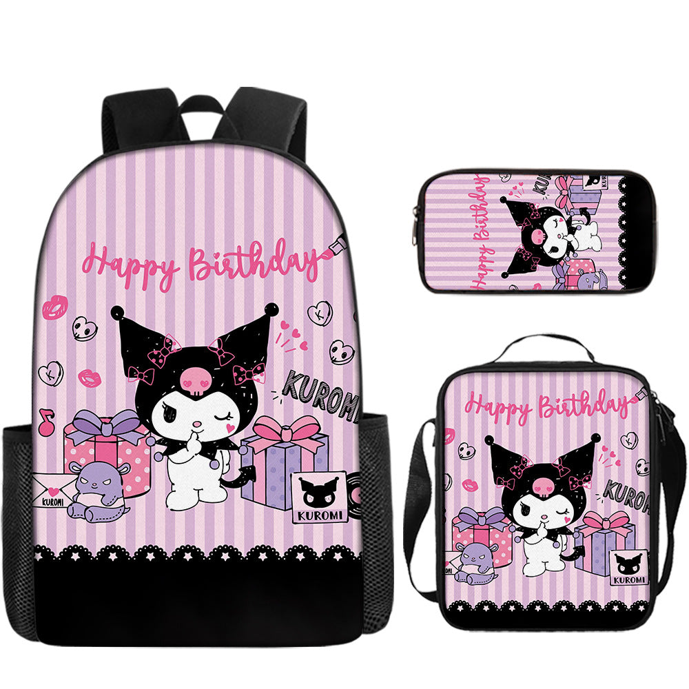 Cartoon Print Kids School Backpack with Pencil Case - Custom Bookbag for Girls