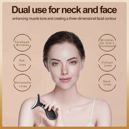 EMS Neck & Face Lifting Machine Skin Tightening Massager 3 Color LED Photon Facial Wrinkle Remover Newest Neck Beauty Device