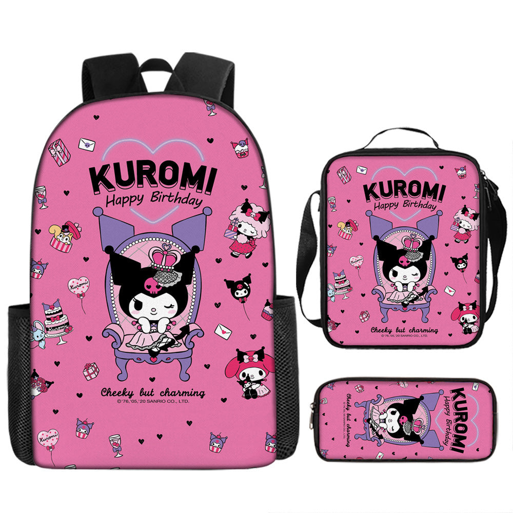 Cartoon Print Kids School Backpack with Pencil Case - Custom Bookbag for Girls