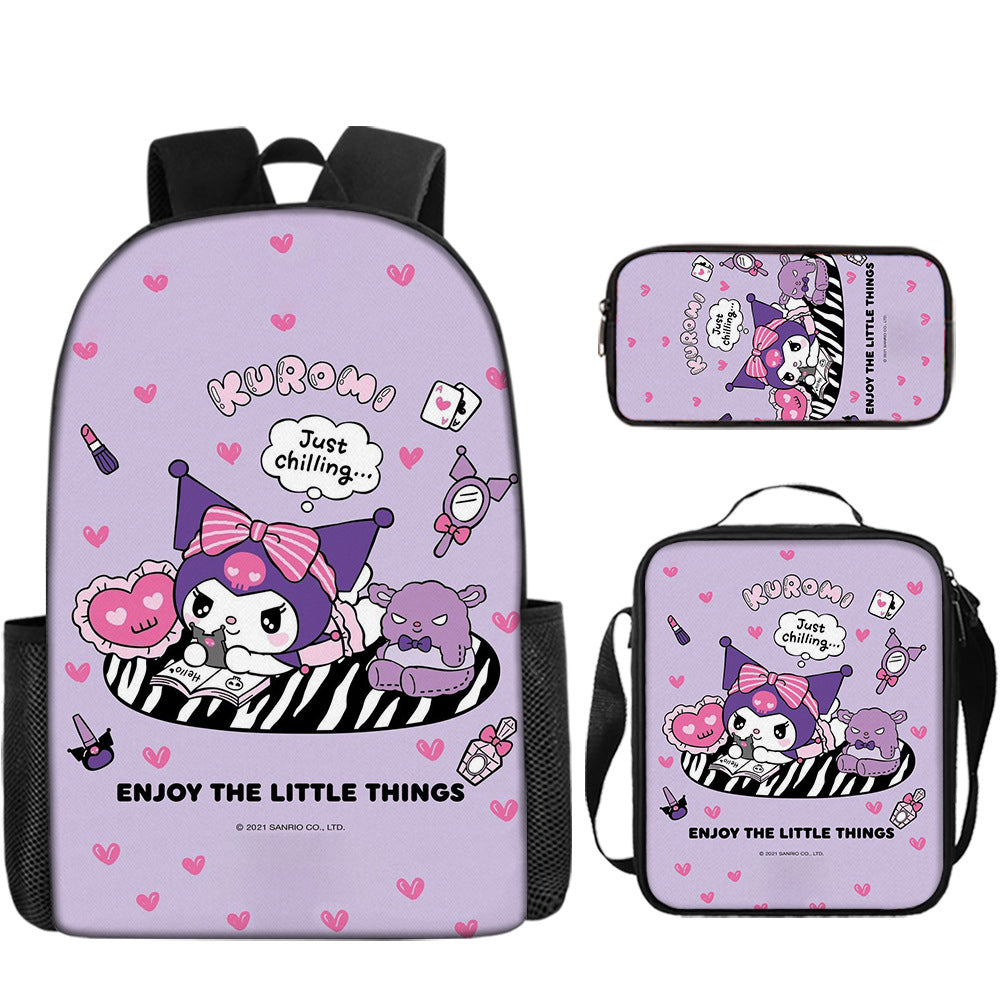 Cartoon Print Kids School Backpack with Pencil Case - Custom Bookbag for Girls