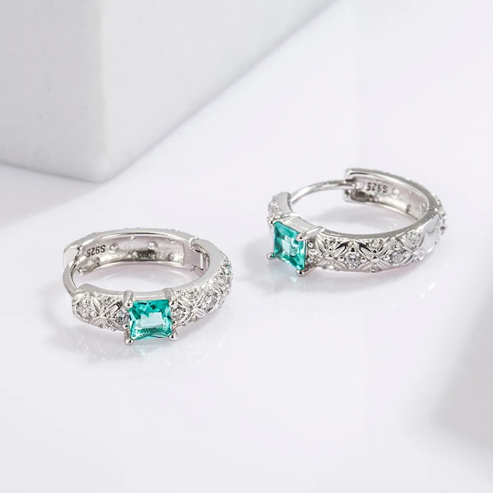 925 Sterling Silver Platinum-Plated Hoop Earrings - Everyday Elegance
