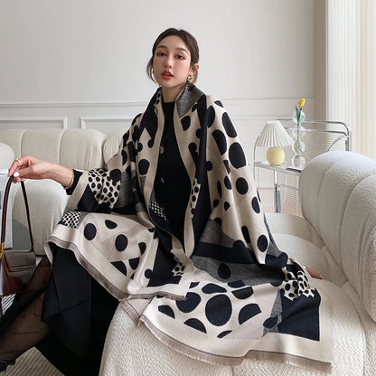 Luxury brand Winter Scarf Women Soft Cashmere Warm Pashmina Casual Dot Print Scarves Wrap Thick Long