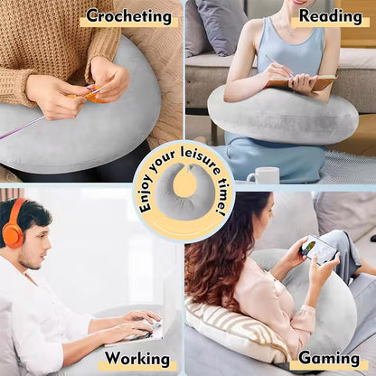 Reading pillow, crocheted arm-support for adults, portable, skin-friendly, TV & breastfeeding.