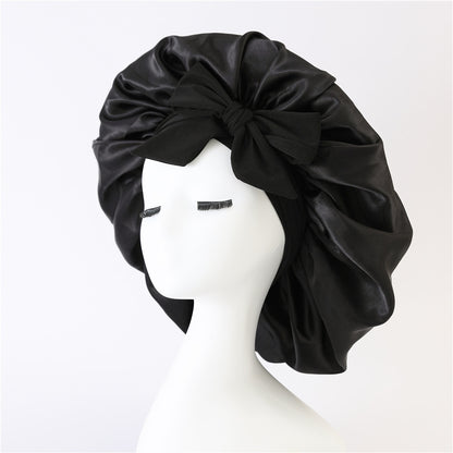 Elastic ribbon bow color Ding round hat solid color night cap wide-brimmed beauty hairdressing head scarf hat
