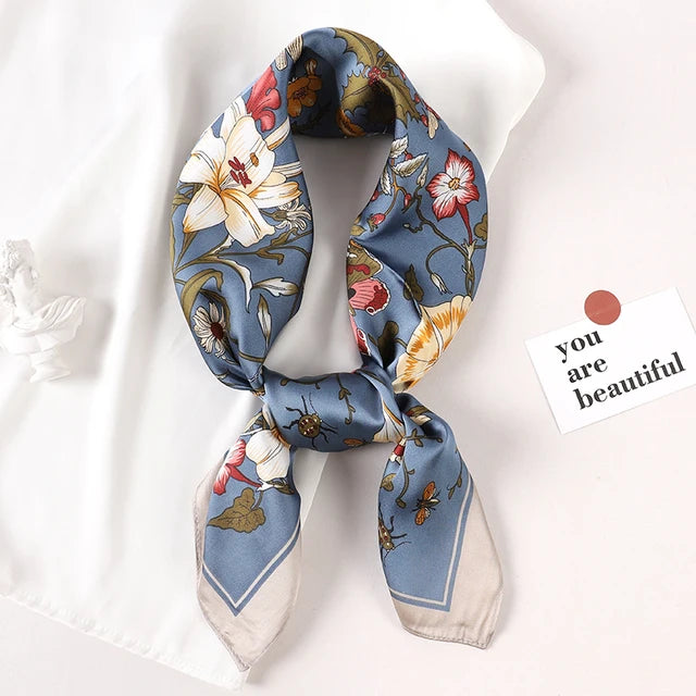 Luxury Brand Silk Scarf Square Women Shawls And Wraps Office Small Hair Neck Hijabs Kerchief Foulard Ladies Scarves