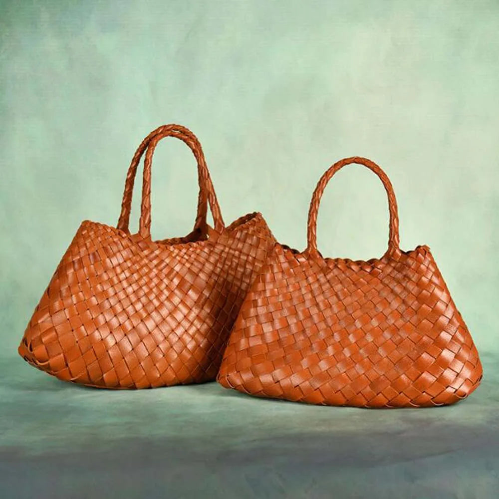 New Genune Leather Weave Hand Bags Tote Top Quality Women Basket Shopping Bags Handle Beach Hobos Handbag