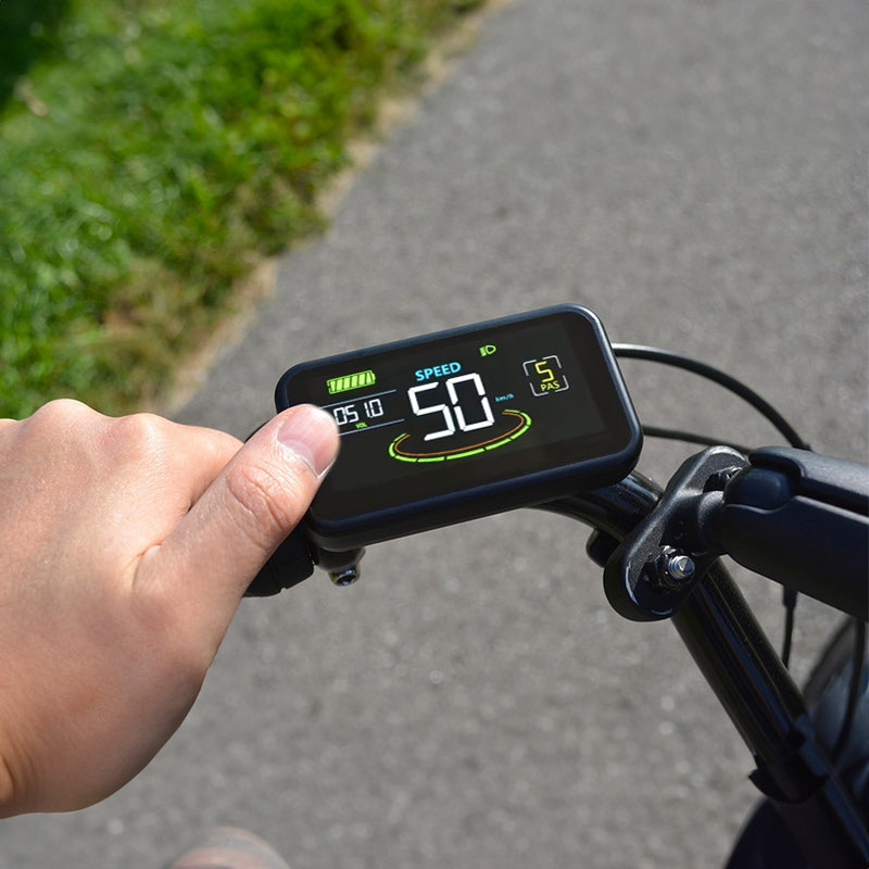 Waterproof color LCD meter H6C for e-bikes, SM/weatherproof connector, smart e-bike screen with USB.
