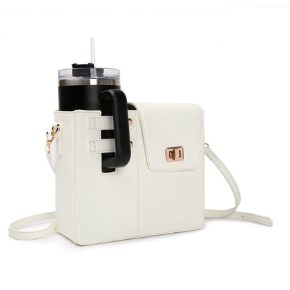 Crossbody Water Bottle Bag with Cup Holder - Fits Stanley & Most Bottles