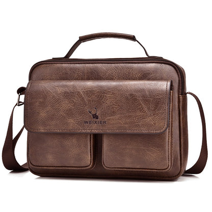 Men's Business Satchel Messenger Bag - PU Leather Crossbody