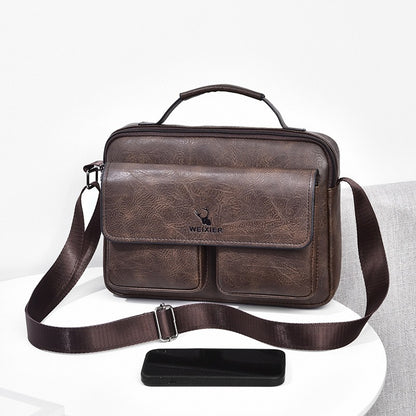 Men's Business Satchel Messenger Bag - PU Leather Crossbody