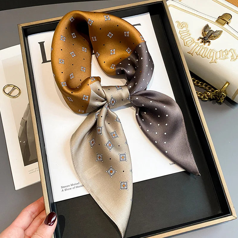 Luxury Brand Silk Scarf Square Women Shawls And Wraps Office Small Hair Neck Hijabs Kerchief Foulard Ladies Scarves