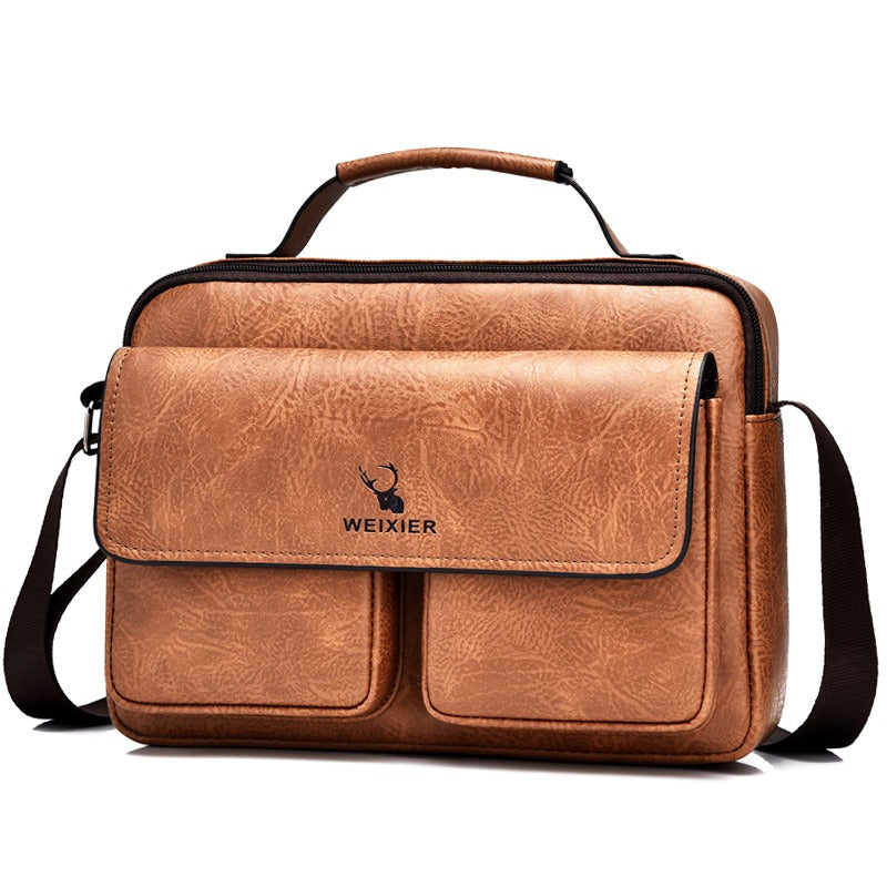 Men's Business Satchel Messenger Bag - PU Leather Crossbody