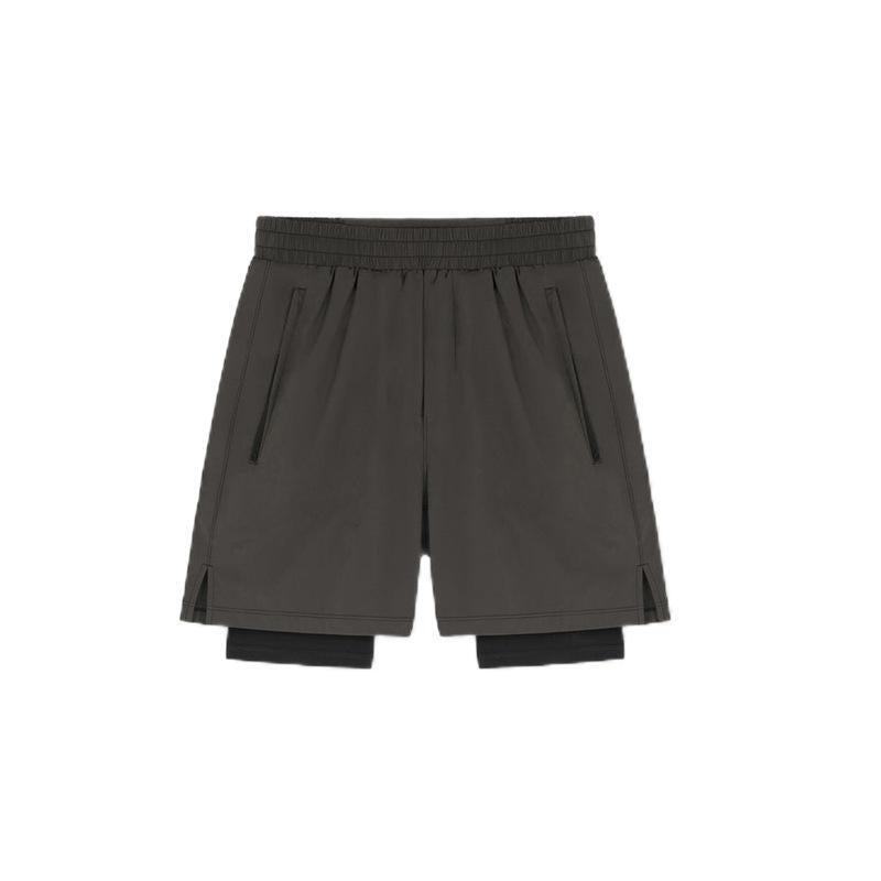 Men's Above-Knee Double-Layer Shorts Anti-Chafing Running Training Elastic Quick-Dry Sports Fitness Pants