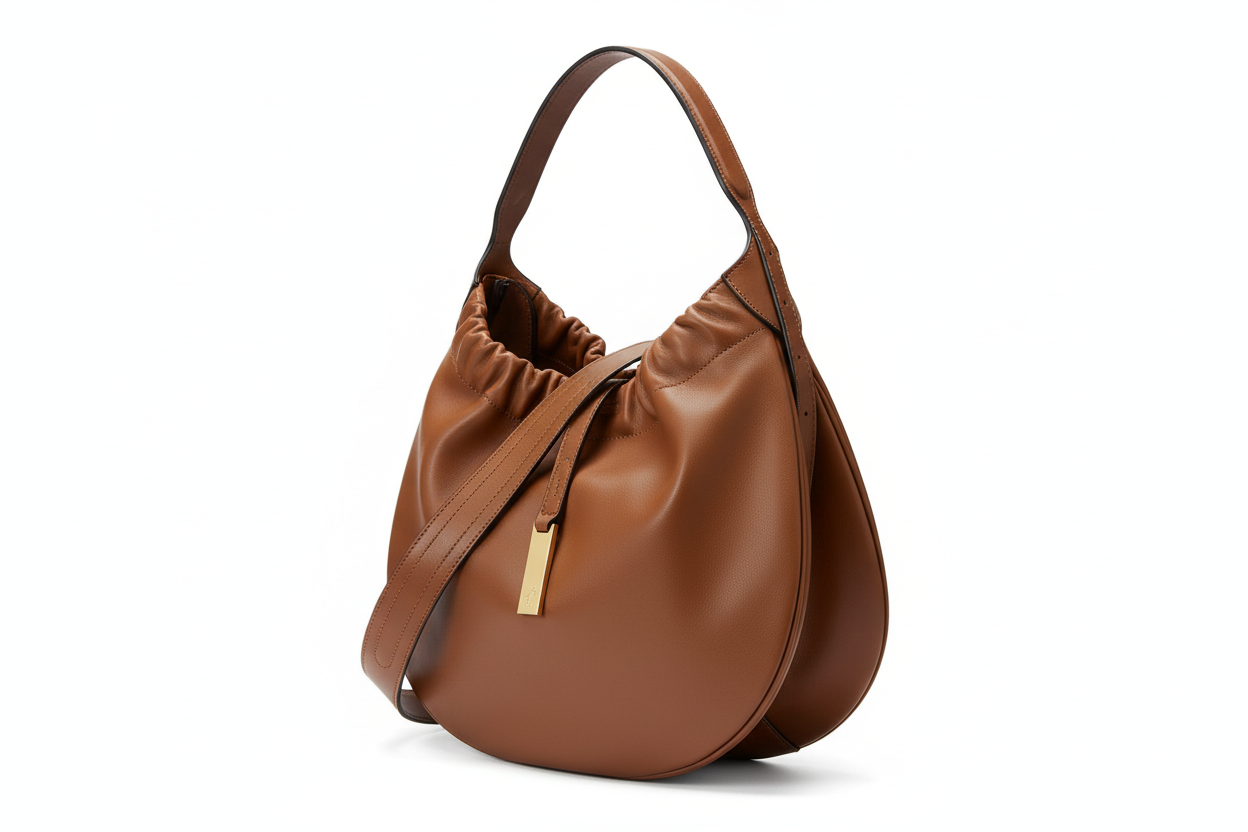 Women's Ruched Hobo Handbag - Soft PU Leather Shoulder Crossbody Tote Purse